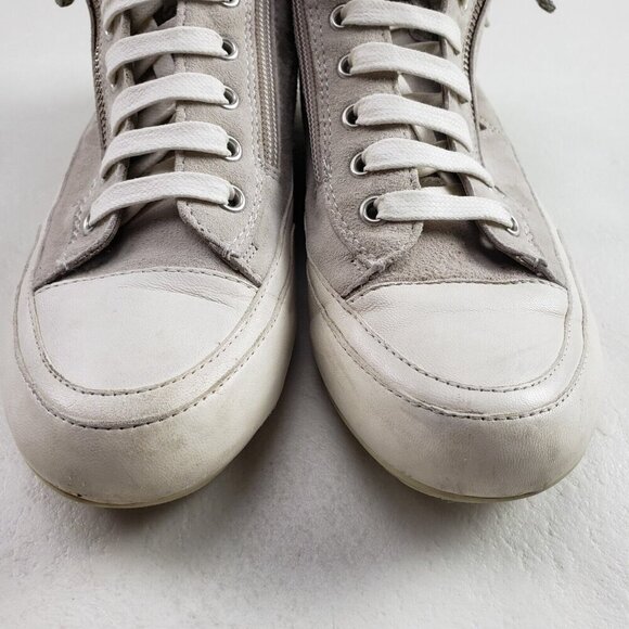 Candice Cooper High Top Sneaker Womens 7.5 EU 38 Beige Suede Side Zip Shoe Italy - Picture 11 of 11